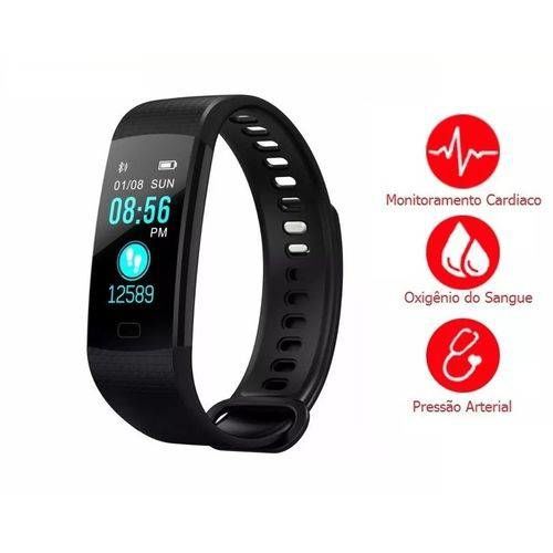 Relogio Pulseira Smartband Y5 Frequência Cardíaca Pressão Arterial Oxigênio no Sangue Android Ios