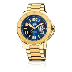 Relógio Pulso Everlast Masculino Calendário Aço Dourado E645