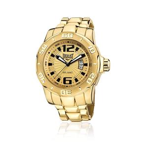 Relógio Pulso Everlast Masculino Calendário Aço Dourado E663