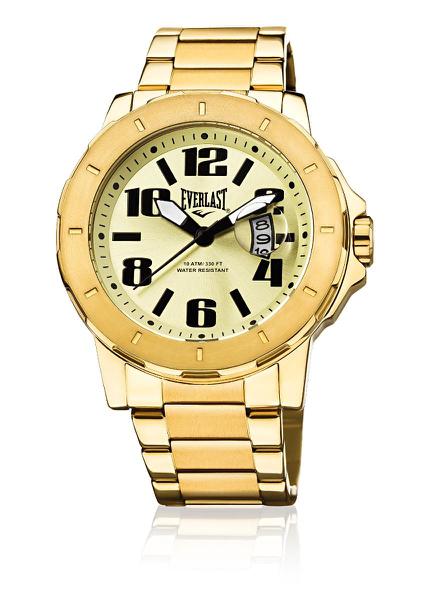 Relógio Pulso Everlast Pulseira em Aço Dourado 3Hands E644