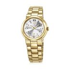 Relógio Pulso Jean Vernier Feminino Caixa Pulseira Aço Festa Dourado+Branco