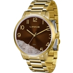 Relógio Pulso Lince LRG 4379L N2KX - Feminino dourado mostrador marrom