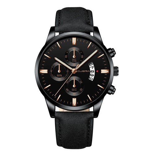 Relógio Pulso Masculino Aço Inoxidável Quartz Pulseira Couro