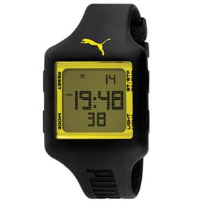 Relógio Puma Masculino Slide 13 L Black Yellow 96101G0Panp2 Alarme e Calendário Resistente à Água 50M