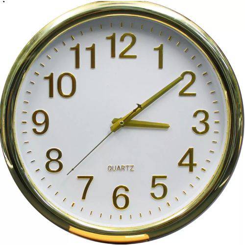 Relogio/relógio de Parede Grande Branco e Dourado 35x35cm Lindo !