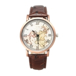 Relógio Retro Feminino Vintage Leather Map Watch