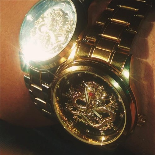Relógio Ruby Dragon + Relógio Cásio [Grátis] / Dourado com Fundo Preto