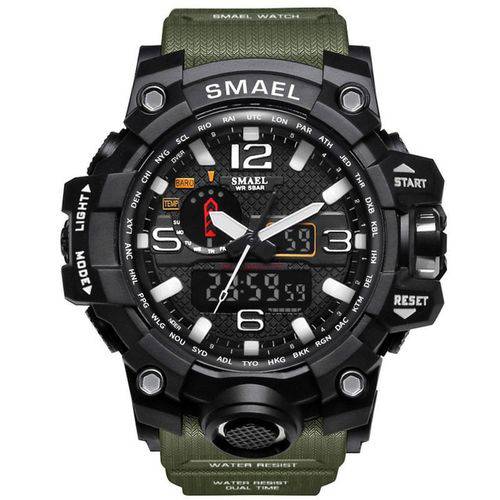 Relógio S-Shock Militar 1000 Pulseira Verde Visor Preto