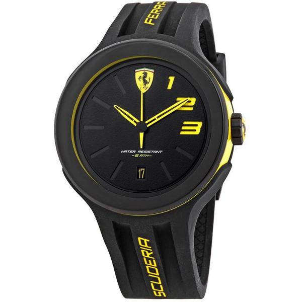 Relógio Scuderia FXX Black Dial Men's Rubber PRETO Amarelo