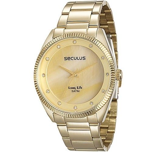 Relógio Seculus Analógico Feminino Dourado 20388lpsvda1