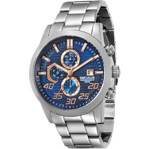 Relógio Seculus Chronograph 28295G0SSNA1. Caixa Grande, Calendário e Cronógrafo. Resistente à Água 100M.