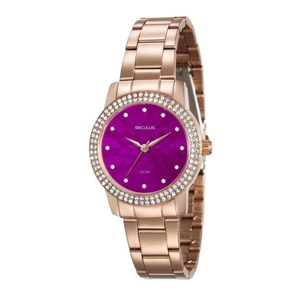 Relógio Seculus Feminino Aço Rose Gold