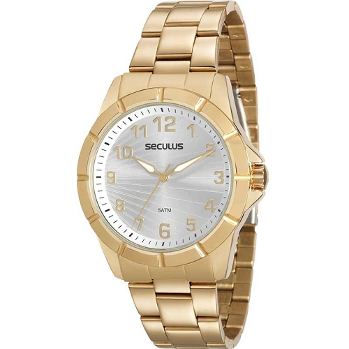 Relógio Seculus Feminino Analógico Dourado Glamour 20562LPSVDS2