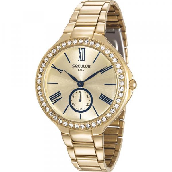 Relógio Seculus Feminino Dourada 48086LPSVDS1 Analógico 5 Atm Cristal Mineral Tamanho Médio