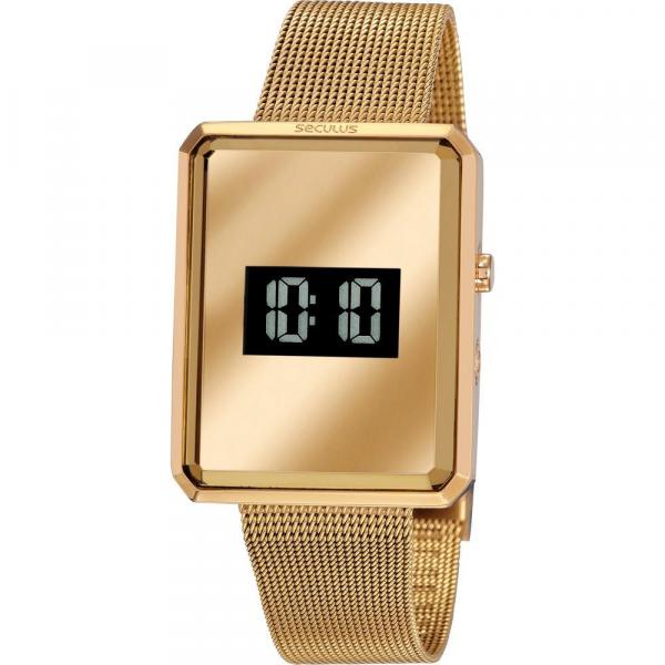 Relógio Seculus Feminino Dourado 77061LPSVDS4 Digital 3 Atm Cristal Mineral Tamanho Médio