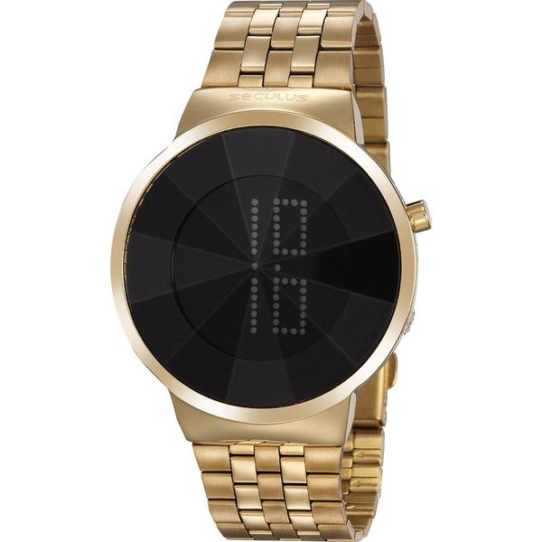 Relógio Seculus Feminino Dourado 77062LPSVDS1 Digital 5 Atm Cristal Mineral Tamanho Grande