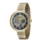 Relógio Seculus Feminino Dourado Fundo Azul 20541lpsvds1