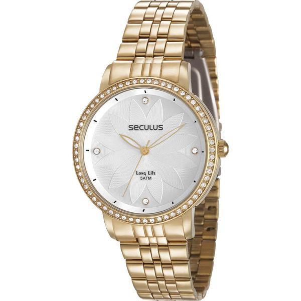 Relógio Seculus Feminino Dourado Long Life 28930LPSVDA1 Analógico 5 Atm Cristal Mineral