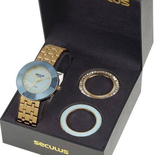 Relógio Seculus Feminino Kit 03 Aros 20598LPSVDS2