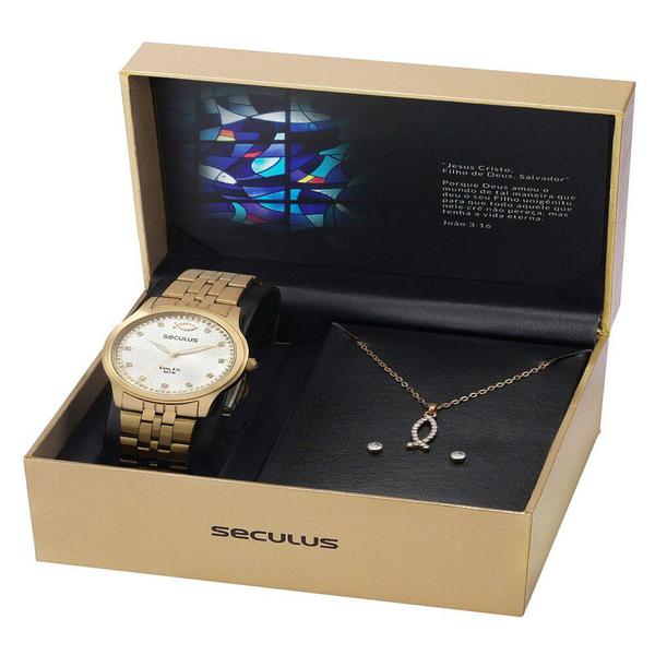 Relógio Seculus Feminino Long Life Dourado 28968LPSKDA1K1