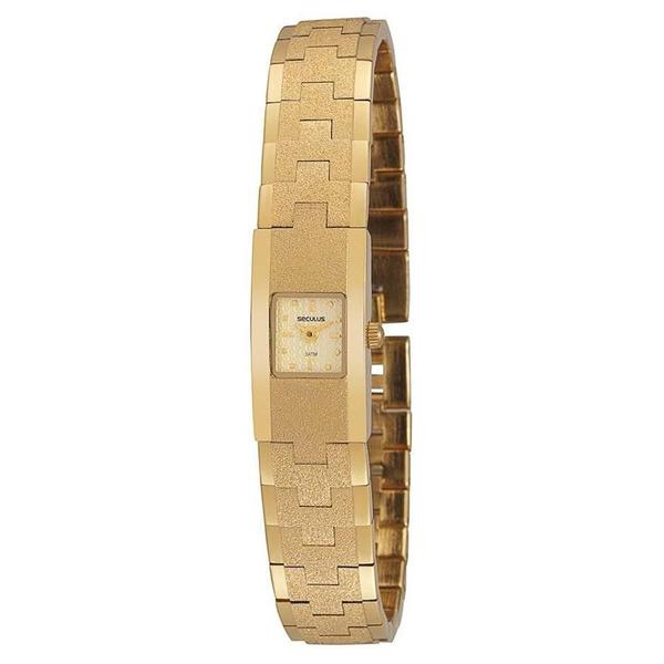 Relógio Seculus Feminino Ref: 20177lpsvdb1 Social Mini Dourado Retangular