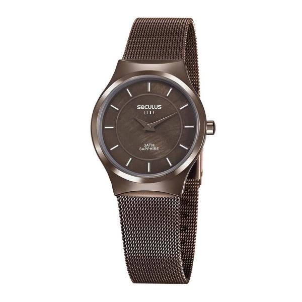 Relógio Seculus Feminino Ref: 20772lpsvds4 Line Slim Chocolate