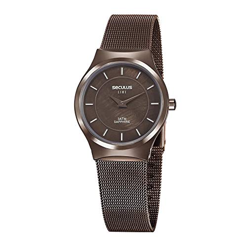 Relógio Seculus Feminino Ref: 20772lpsvds4 Line Slim Chocolate