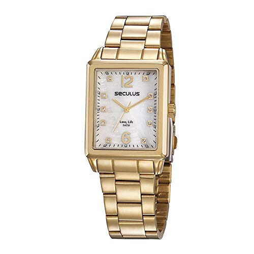 Relógio Seculus Feminino Ref: 23687lpsvda2 Retangular Dourado