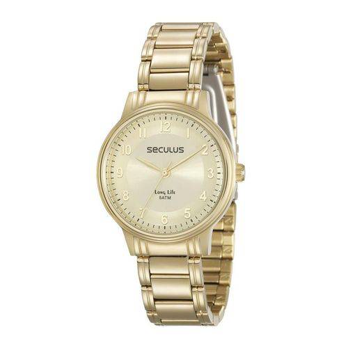 Relógio Seculus Feminino Ref: 28878lpsvda1 Clássico Dourado