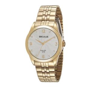 Relógio Seculus Feminino Ref: 28945lpsvda1 Casual Dourado