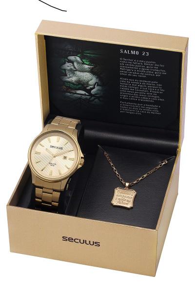 Relógio Seculus Masculino 28934GPSVDA1K1 Incluindo um Cordão com Salmo