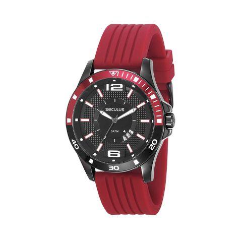 Relógio Seculus Masculino Action Calendário Silicone Vermelho 28932gpsvpi2