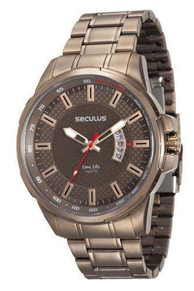 Relógio Seculus Masculino Chocolate 23576gpsvma2