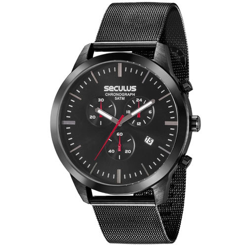 Relógio Seculus Masculino Chronograph Black 20605GPSVPA1