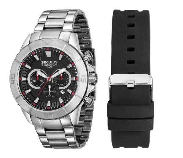 Relógio Seculus Masculino Chronograph Troca Pulseiras 28917G0SKNA1