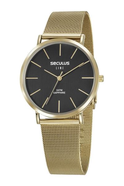 Relógio Seculus Masculino Clássico Slim Line Dourado 35009GPSVDA2