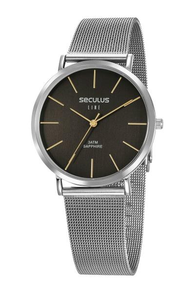 Relógio Seculus Masculino Clássico Slim Line Prateado 35009GOSVNA1