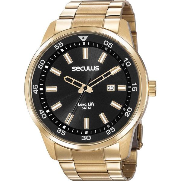 Relógio Seculus Masculino Dourado Long Life 20786GPSVDA3 Analógico 5 Atm Cristal Mineral