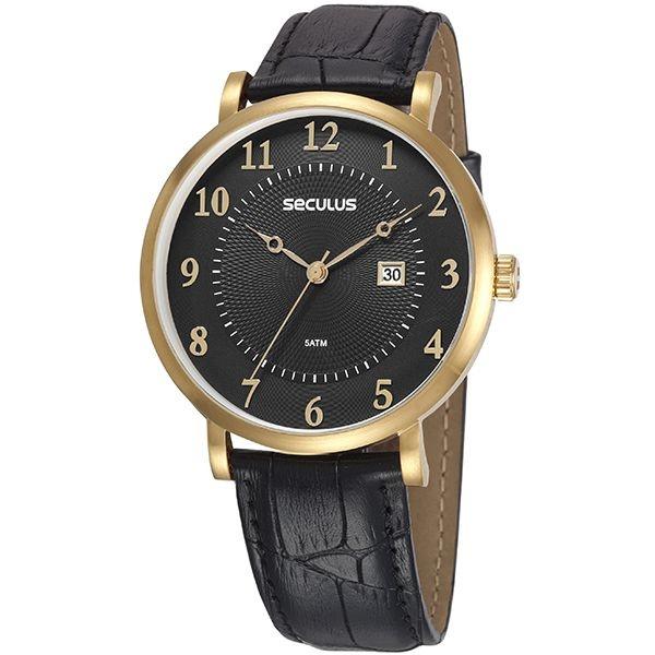 Relógio Seculus Masculino Dourado/Preto 20627gpsvdc2