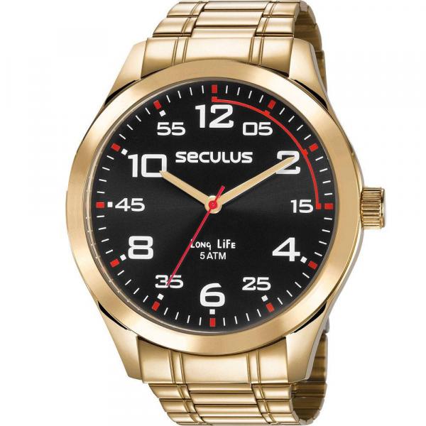 Relógio Seculus Masculino Long Life Casual Dourado 23655Gpsvda2