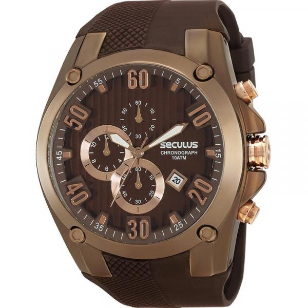 Relógio Seculus Masculino Marrom Chronograph 28207GPSGMU1