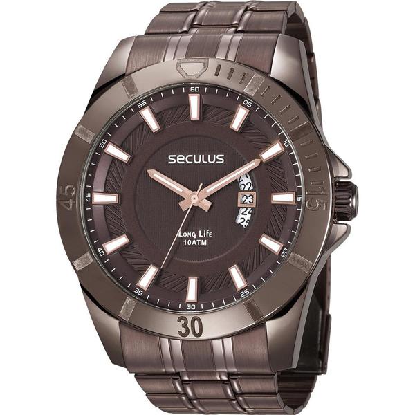 Relógio Seculus Masculino Marrom Long Life 28960GPSVMA1