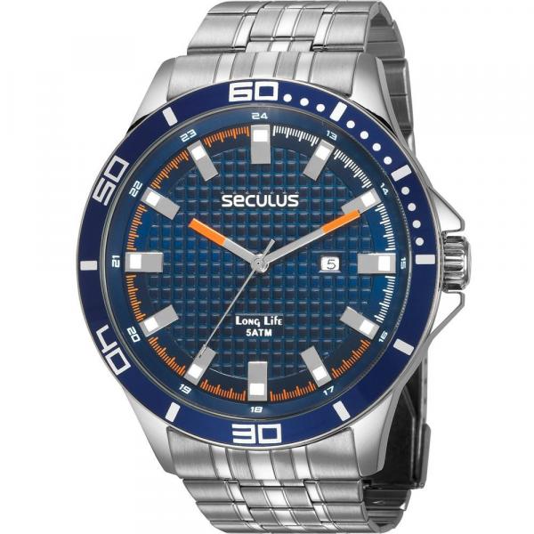 Relógio Seculus Masculino Prata Long Life 28998G0SVNA1 Analógico 5 Atm Cristal Mineral