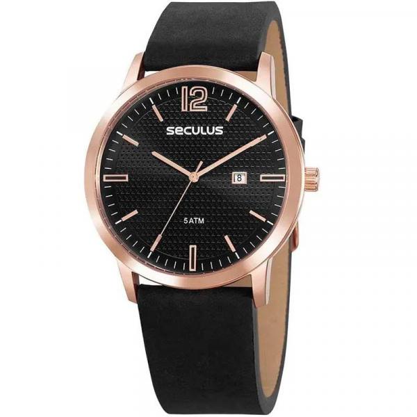 Relógio Seculus Masculino Preto e Rose - 23678GPSVRC2