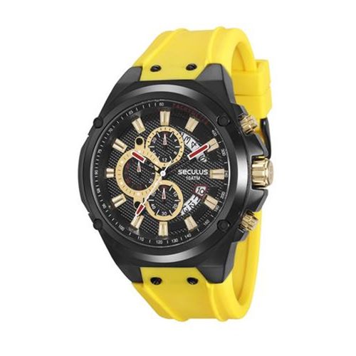 Relógio Seculus Masculino Pulseira Amarelo 20553gpsvpu1