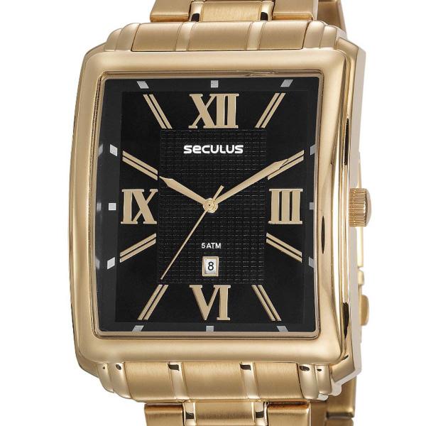 Relógio Seculus Masculino Quadrado 23574GPSVDA3 Dourado