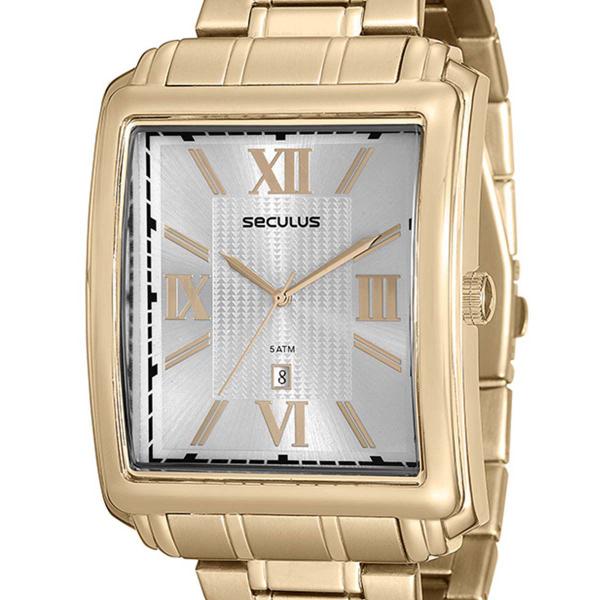 Relógio Seculus Masculino Quadrado 23574GPSVDA1 Dourado