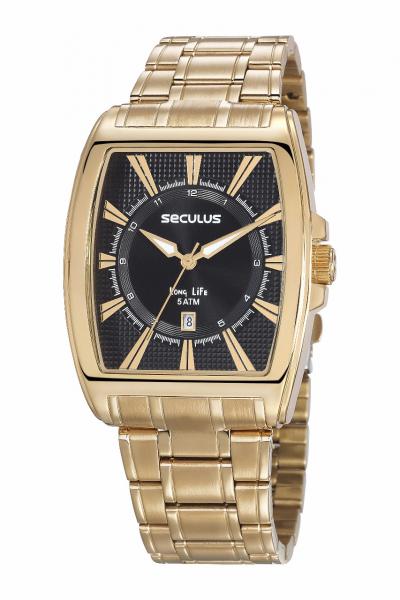 Relógio Seculus Masculino Quadrado 23669GPSVDA1 Dourado