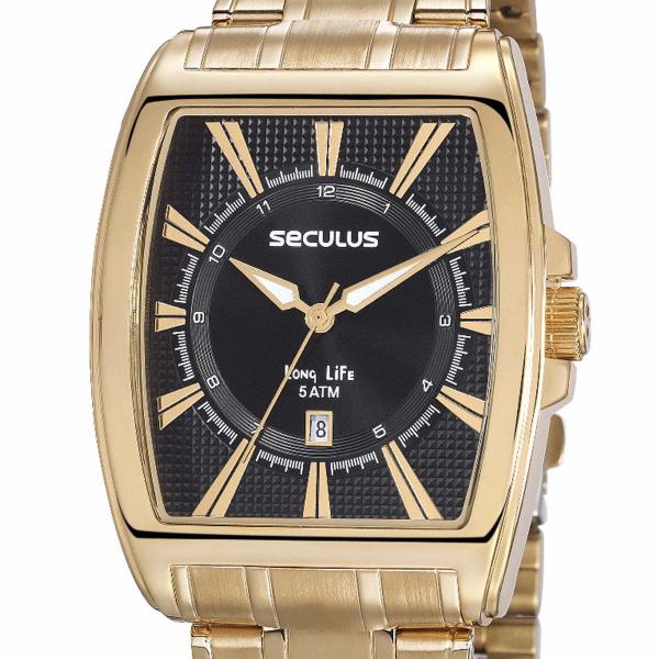 Relógio Seculus Masculino Quadrado 23669GPSVDA1 Dourado