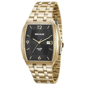 Relógio Seculus Masculino Ref: 20587gpsvda2 Retangular Dourado